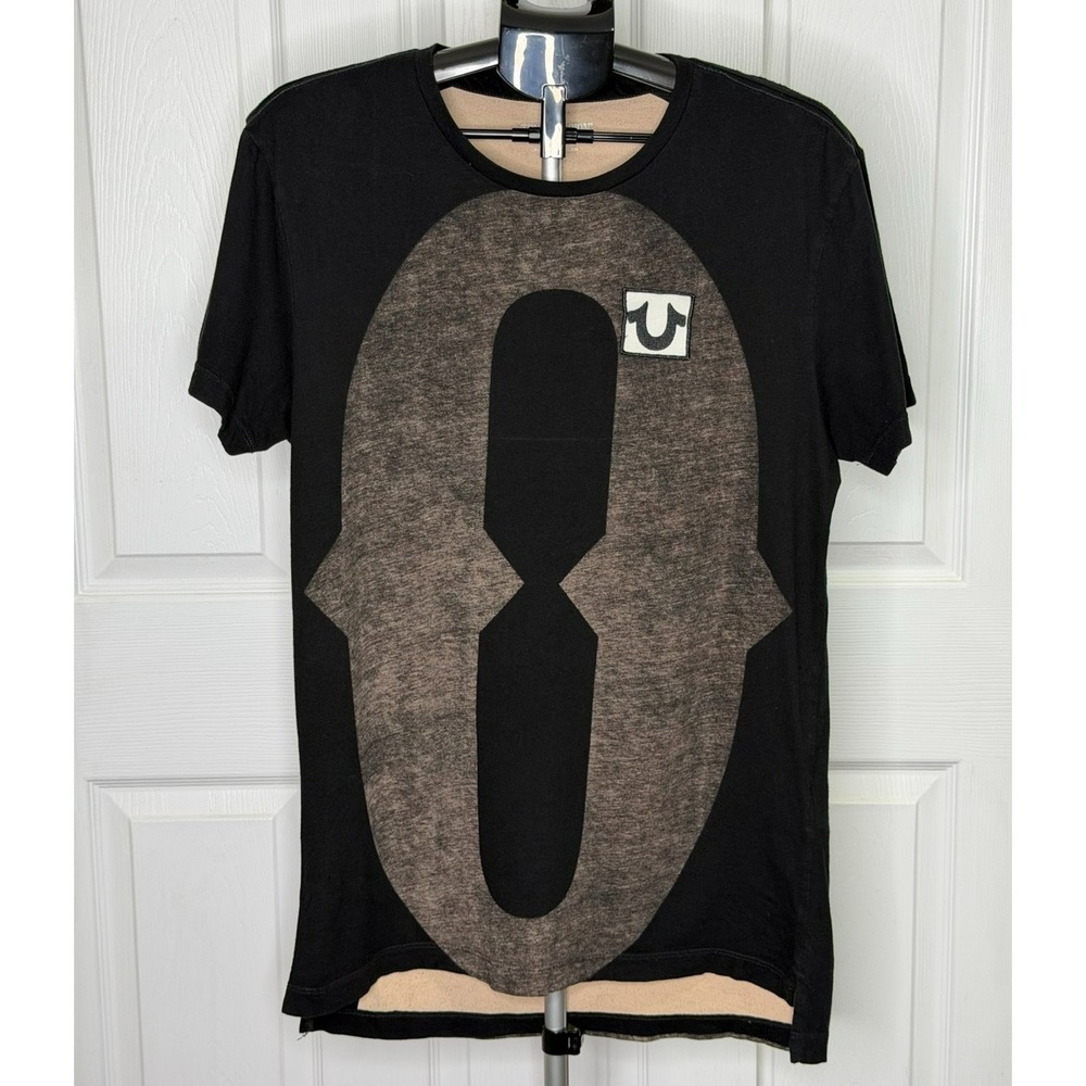 True Religion Mens M Property of None 02 Graphic T Shirt Black Gray Cotton